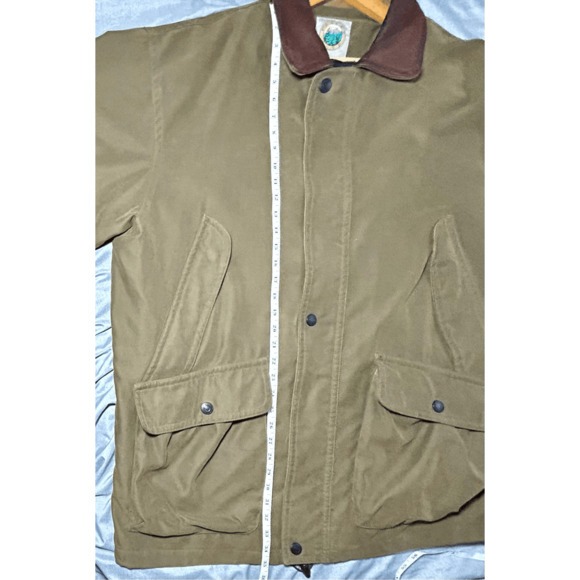 Vtg Rainforest Canvas Field Coat Leather Collar Forrest Club Flannel Lined XL - Picture 9 of 10